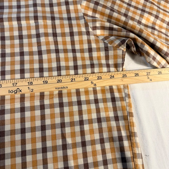 JOS A BANK Traveler's Gingham Check Button‎ Down Shirt Mens L Brown Tan White - Picture 4 of 14